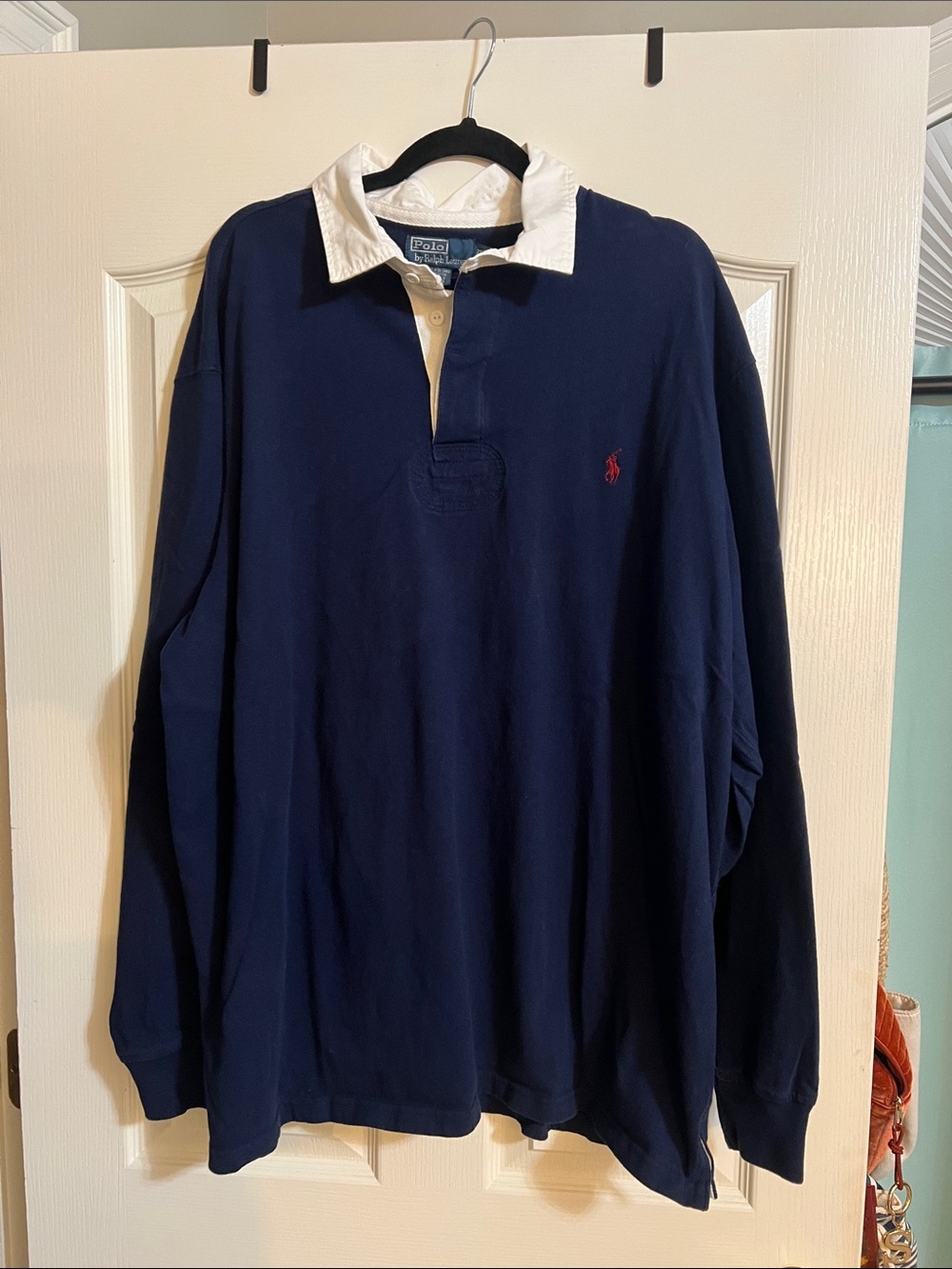 Polo by Ralph Lauren Navy Rugby Shirt with White Collar